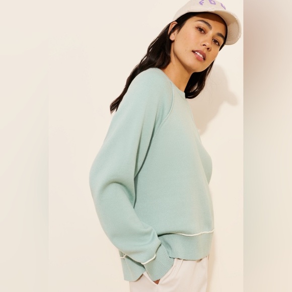 NWT! Anthropologie Green The Oaklyn Cozy Crew-Neck Sweatshirt - Size XL 🐬 - Picture 4 of 8